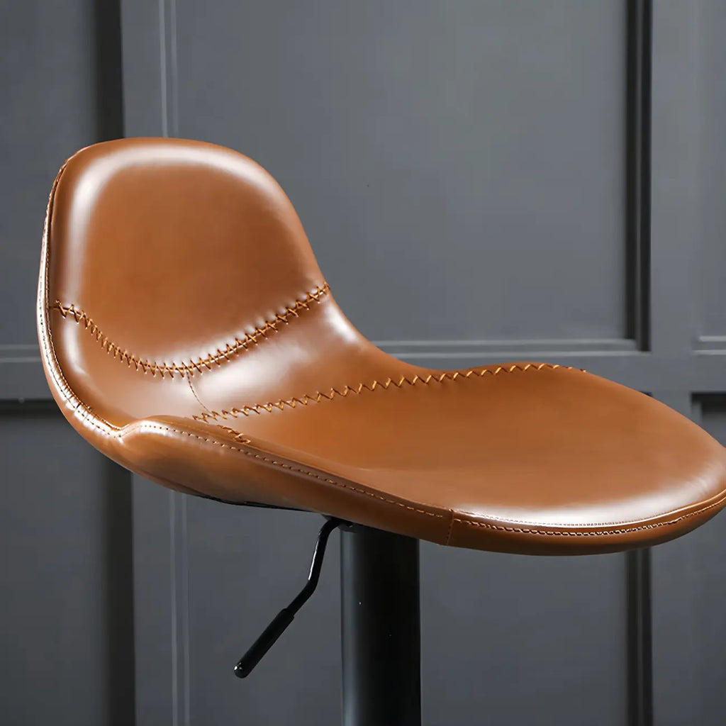 Traditional Leather Adjustable Bar Stools with Backrest for Home