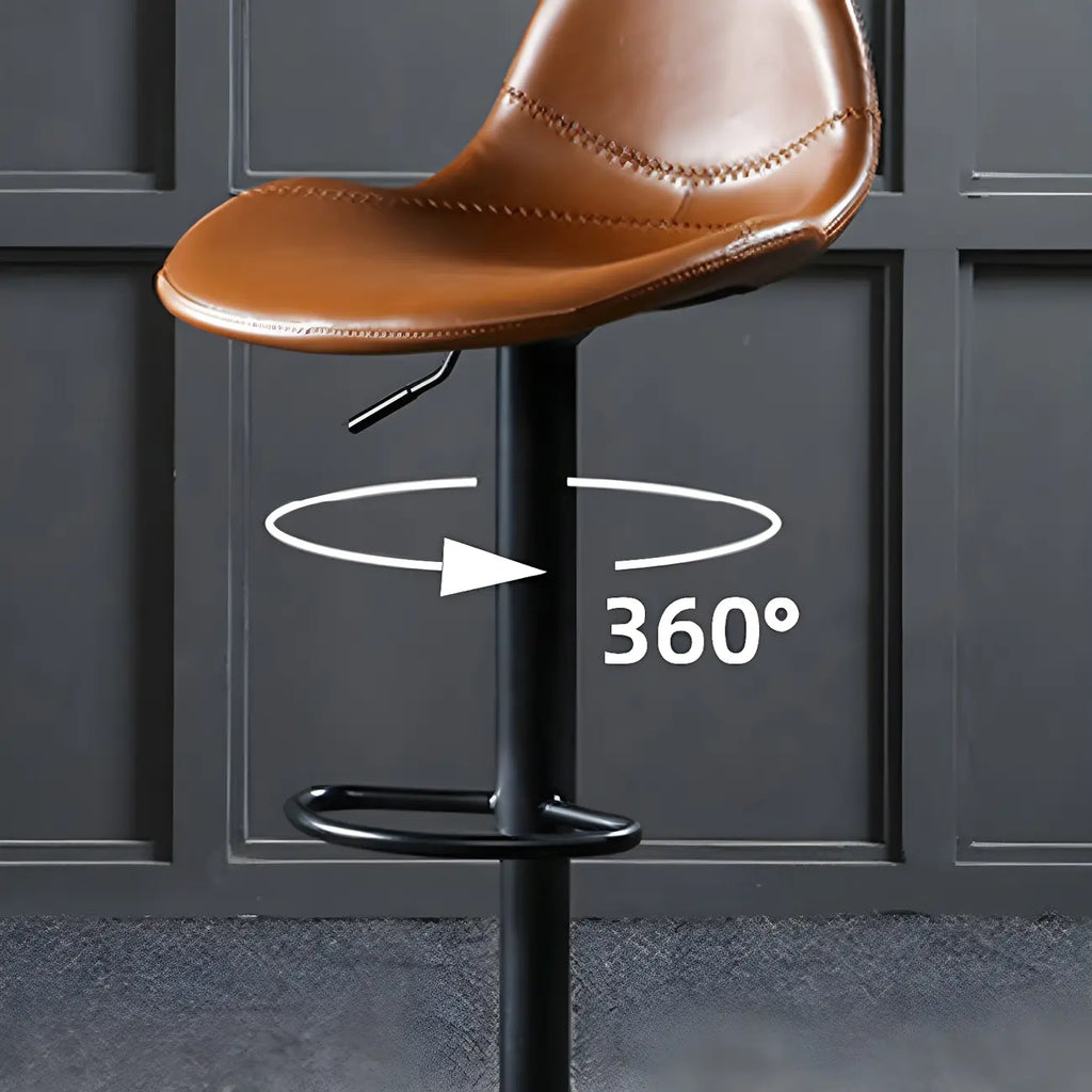 Traditional Leather Adjustable Bar Stools with Backrest for Home