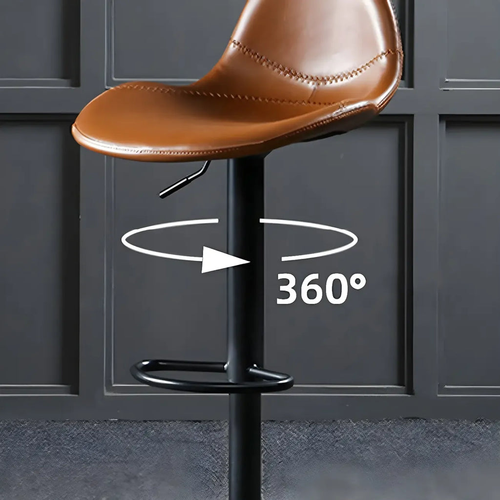 Traditional Leather Adjustable Bar Stools with Backrest for Home