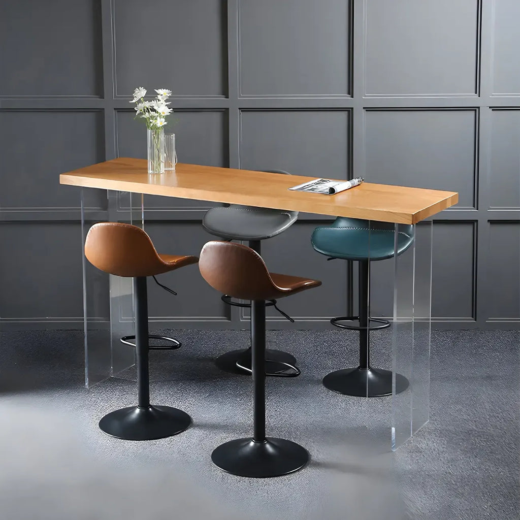 Traditional Leather Adjustable Bar Stools with Backrest for Home