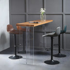 Traditional Leather Adjustable Bar Stools with Backrest for Home