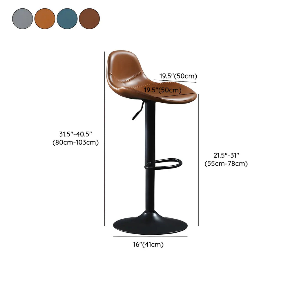 Traditional Leather Adjustable Bar Stools with Backrest for Home