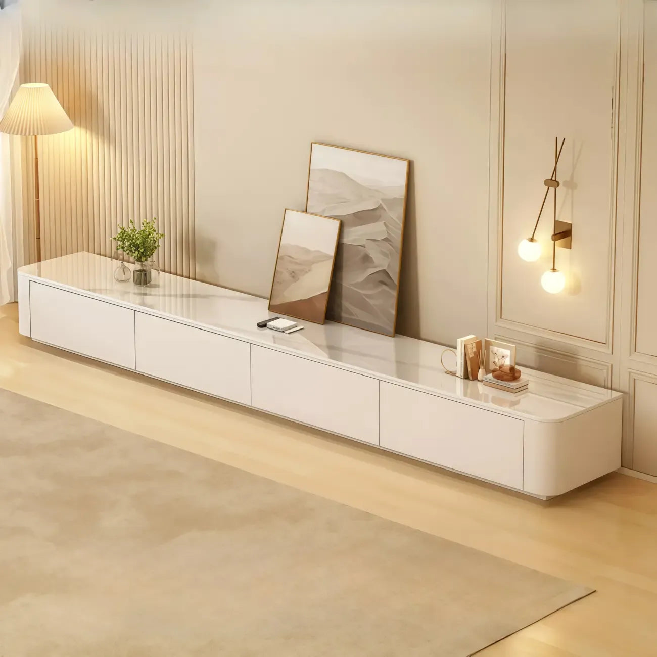 63 Sintered Stone Top Long TV Stand with Cable Management