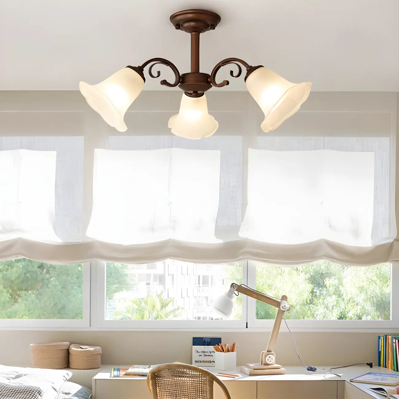 Elegant Bell Semi Flush LED Ceiling Light for Living Room