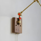 Antique Brass Swing Arm Wall Light with White Ceramics Shade