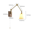 Antique Brass Swing Arm Wall Light with White Ceramics Shade