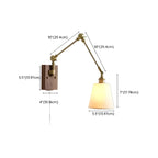 Antique Brass Swing Arm Wall Light with White Ceramics Shade
