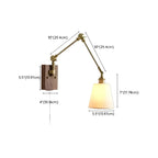 Antique Brass Swing Arm Wall Light with White Ceramics Shade