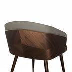 Modern Armrest Faux Leather Wood Dining Chair Low Back