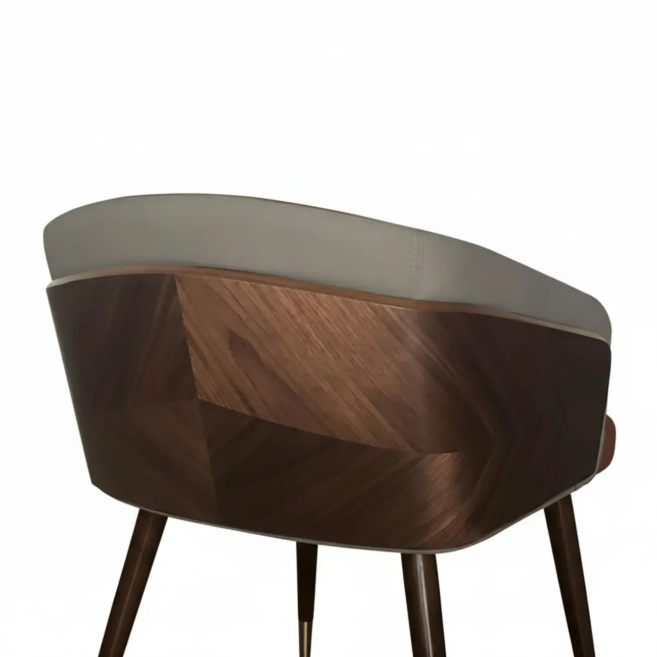 Modern Armrest Faux Leather Wood Dining Chair Low Back