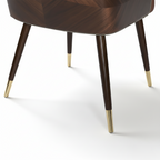 Modern Armrest Faux Leather Wood Dining Chair Low Back