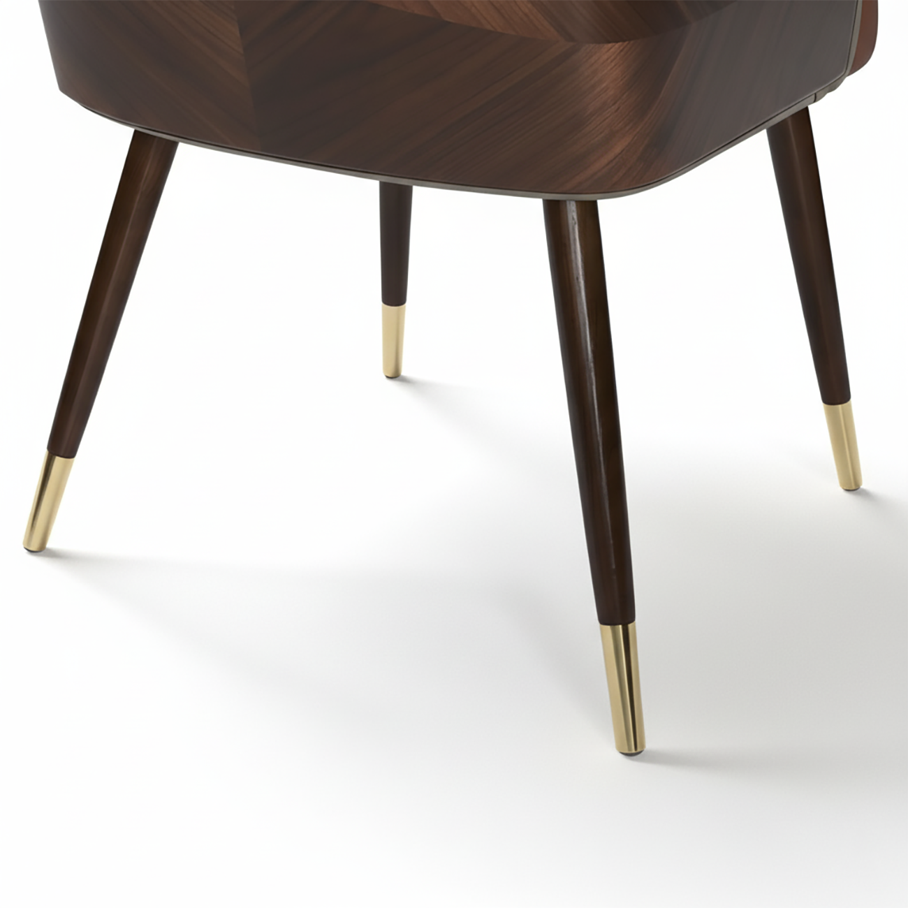 Modern Armrest Faux Leather Wood Dining Chair Low Back