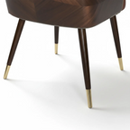Modern Armrest Faux Leather Wood Dining Chair Low Back