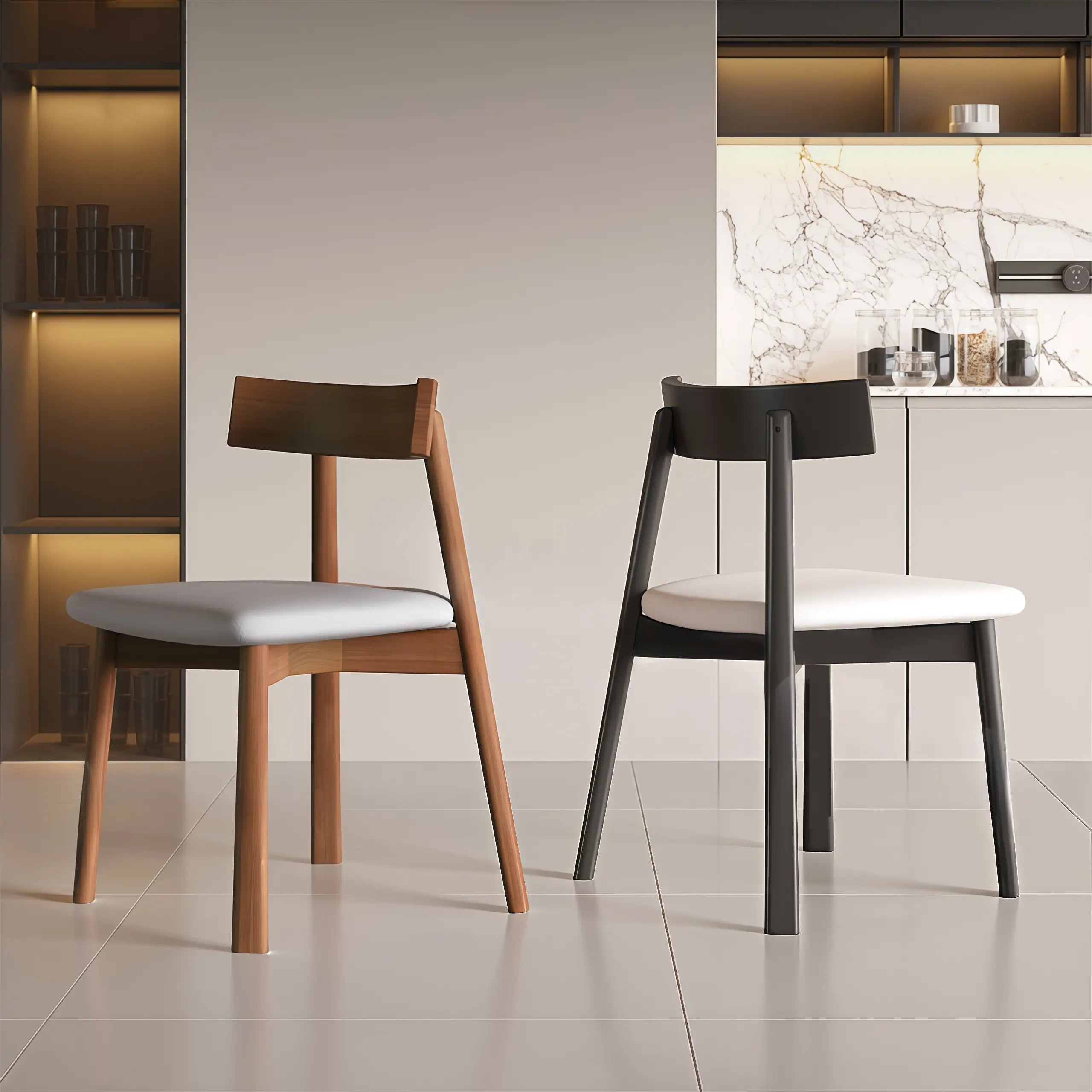 Modern Faux Leather Upholstered Low Back Dining Chair