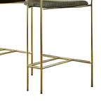 Art Deco Gold Green Cotton Upholstered Bar Stool