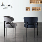 Contemporary Gray Upholstered Dining Chair Metal Frame