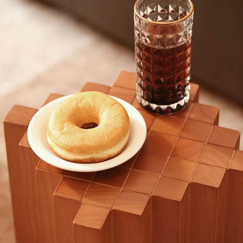 Square Solid Wood Side Table for Living Room