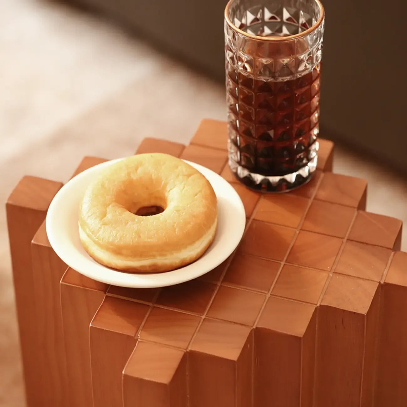 Square Solid Wood Side Table for Living Room