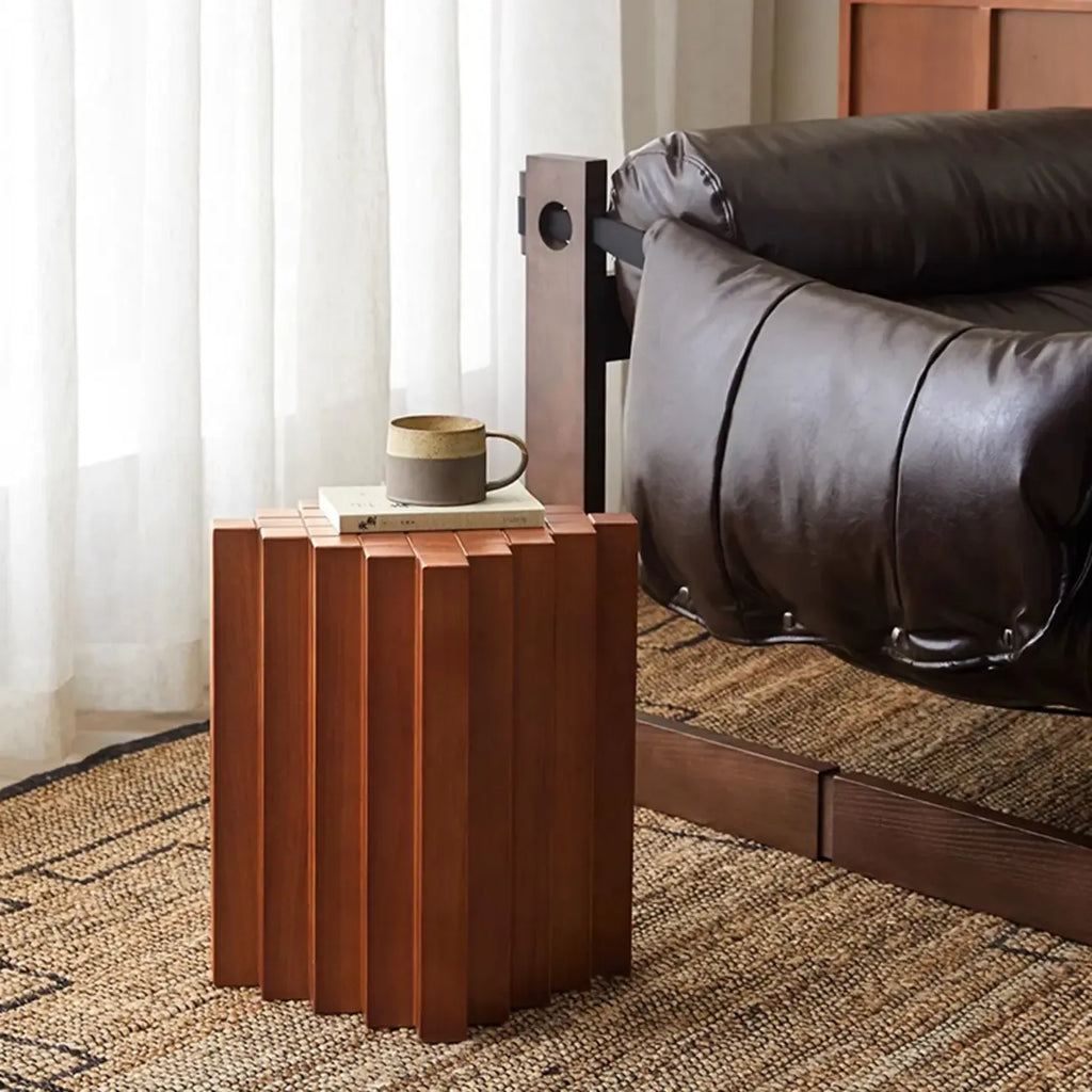 Square Solid Wood Side Table for Living Room