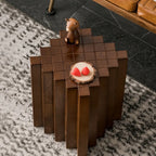 Square Solid Wood Side Table for Living Room