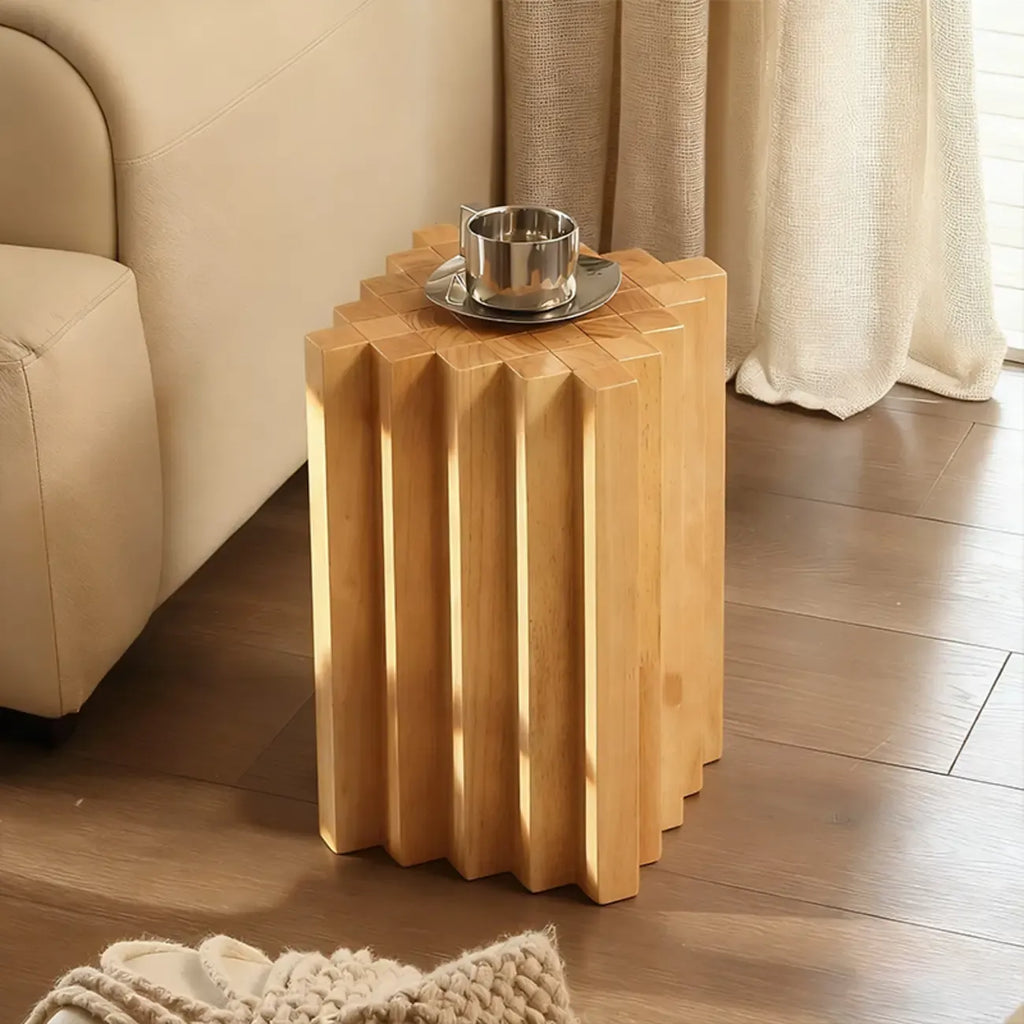 Square Solid Wood Side Table for Living Room