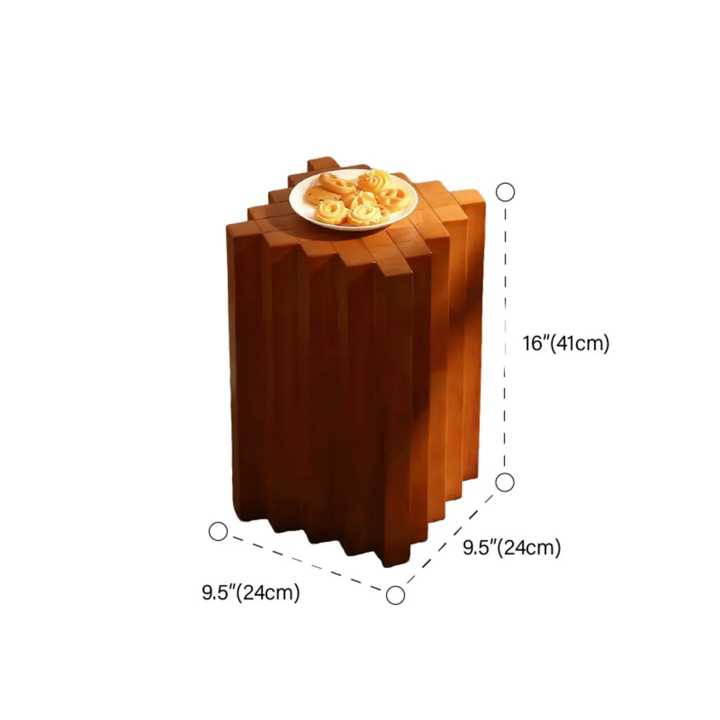 Square Solid Wood Side Table for Living Room