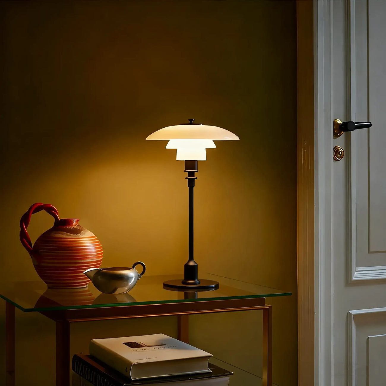 HomeyFad Post-Modern Tiered LED Table Lamp with Built-In Power