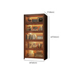 Contemporary Vertical Nut-Brown Wooden 5-Shelf Bookcase