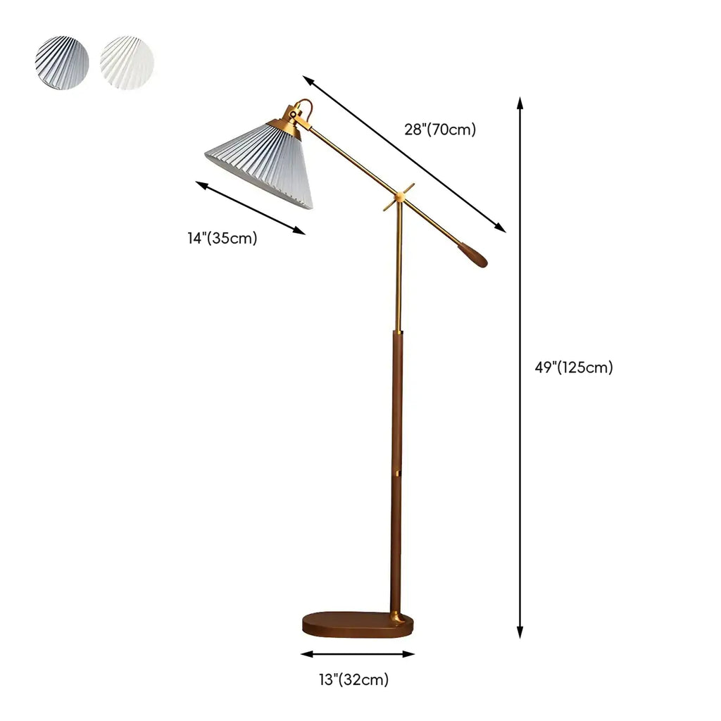 Brown Adjustable Metal Balance Arm Floor Lamp for Living Room