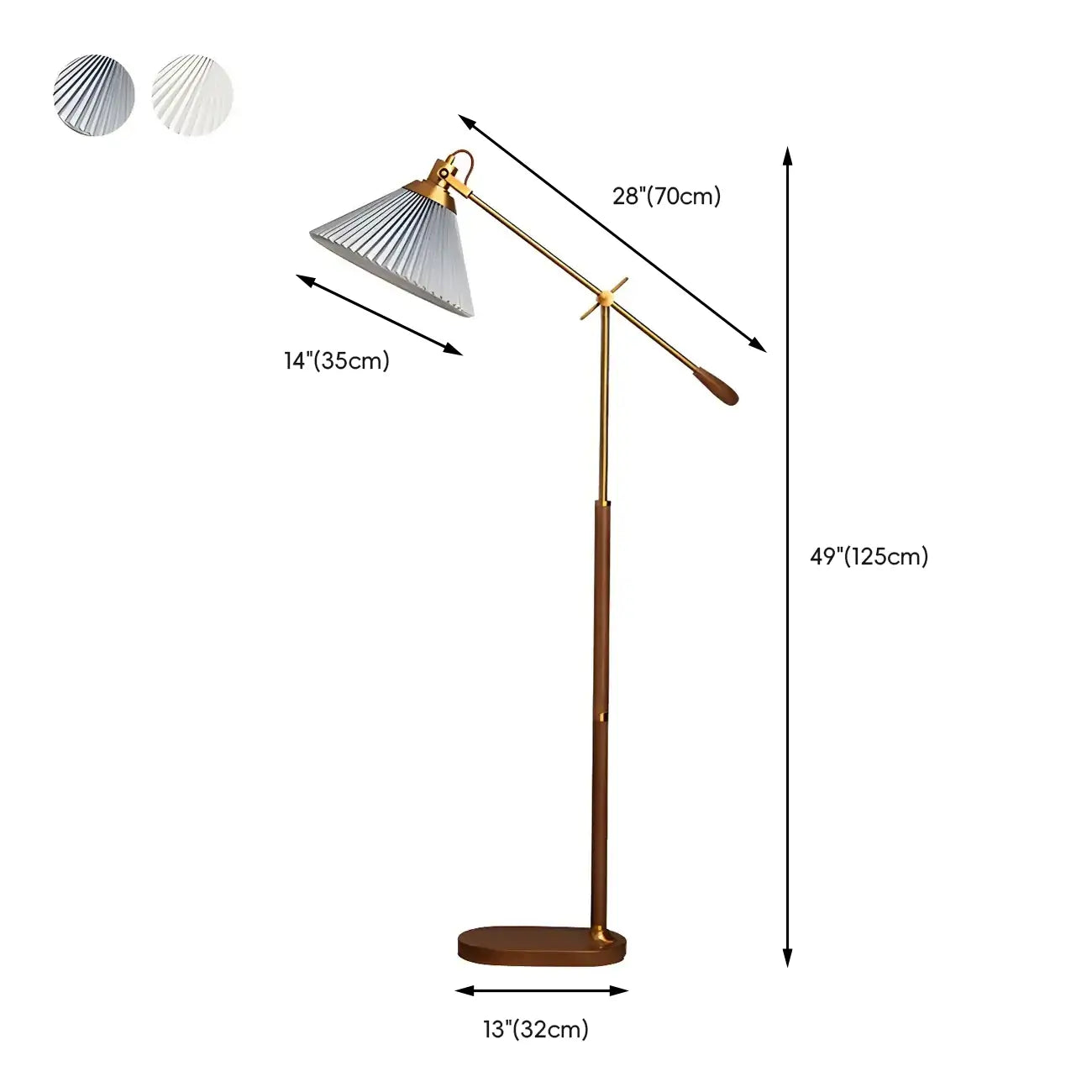 Brown Adjustable Metal Balance Arm Floor Lamp for Living Room