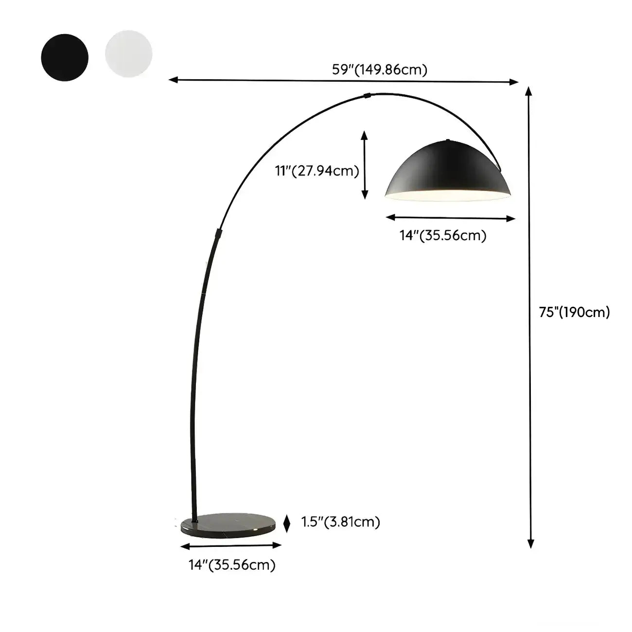 Large Modern Minimalist Adjustable Metal Arc Dome Floor Lamp