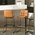 Saddle Metal Frame Leather Counter Bar Stools with Back