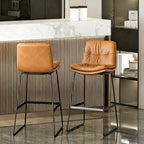 Saddle Metal Frame Leather Counter Bar Stools with Back