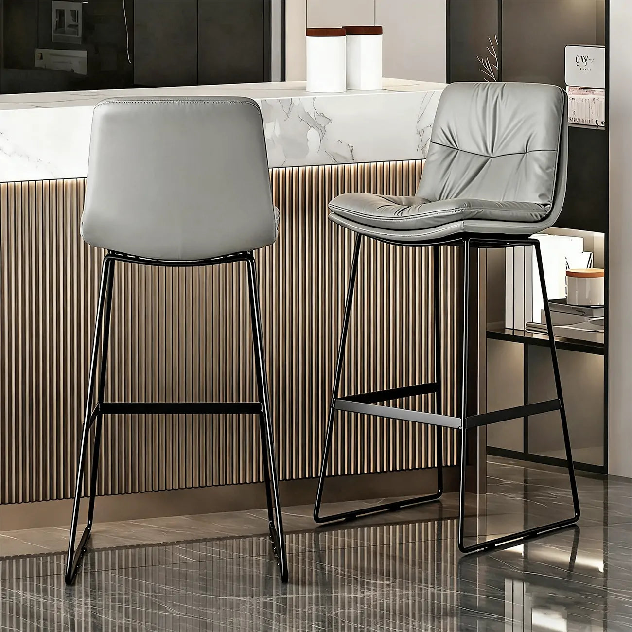 Saddle Metal Frame Leather Counter Bar Stools with Back