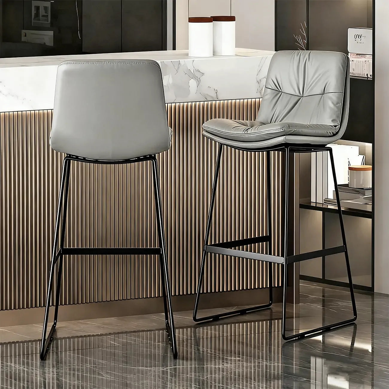 Saddle Metal Frame Leather Counter Bar Stools with Back