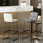 Saddle Metal Frame Leather Counter Bar Stools with Back