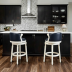 Solid Wood Leather Swivel Counter Stools with Backs