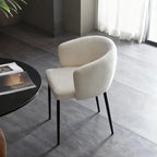 Modern Chenille Upholstered  Metal Leg Dining Chair