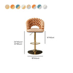 Glam Swivel Saddle Fabric Adjustable Height Bar Stool with Arms