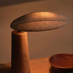 Nordic Flax Shade Natural Wood Table Lamp for Bedroom