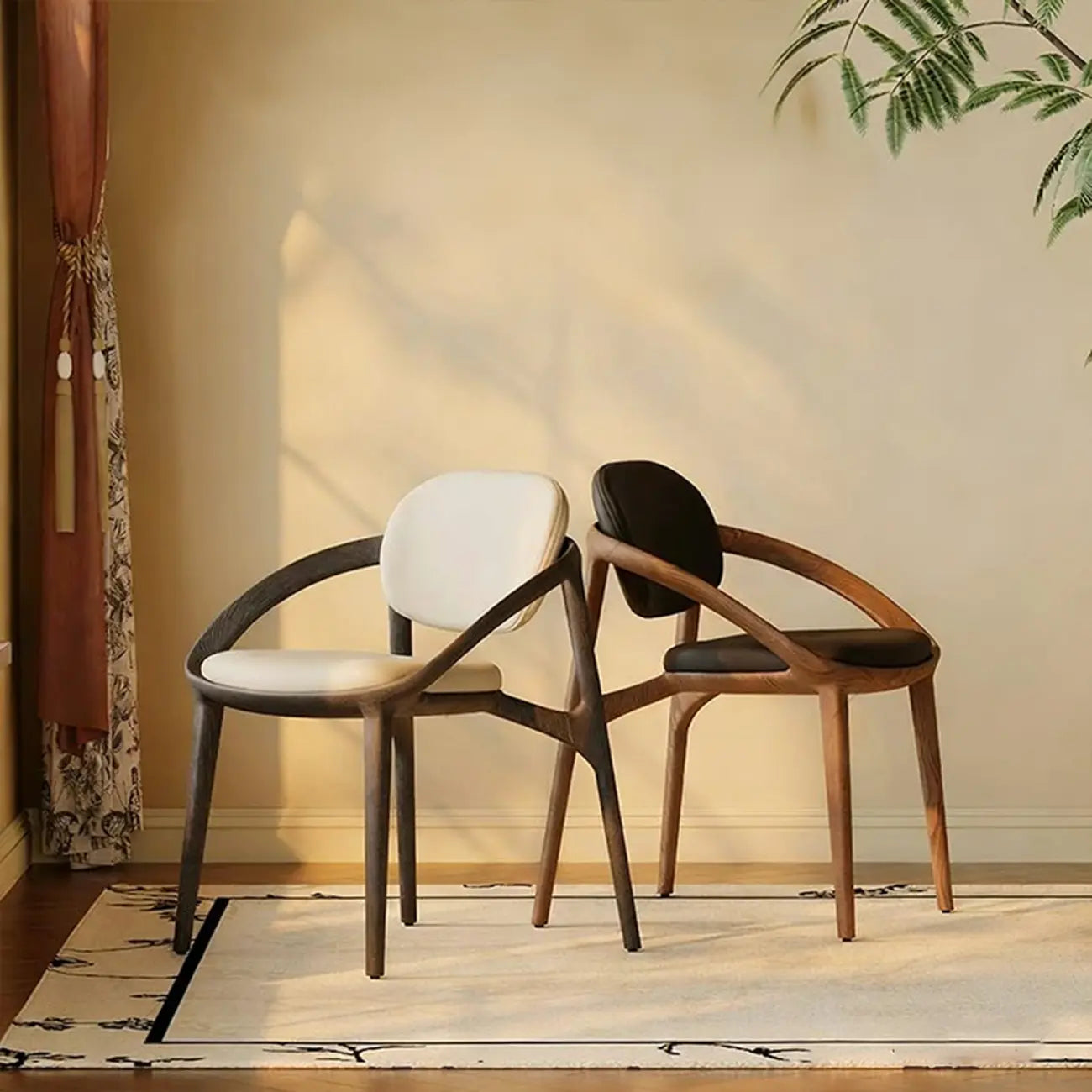 Mid-Century Modern Wooden Dining Chair with Arms