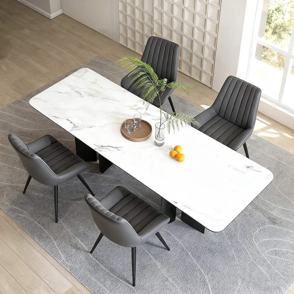 Minimalist Low Back Trufted Leather Upholstered Dining Chair
