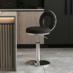 Glam Metal Round Adjustable Bar Stools with Cushions for Kitchen