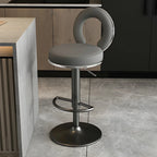 Glam Metal Round Adjustable Bar Stools with Cushions for Kitchen