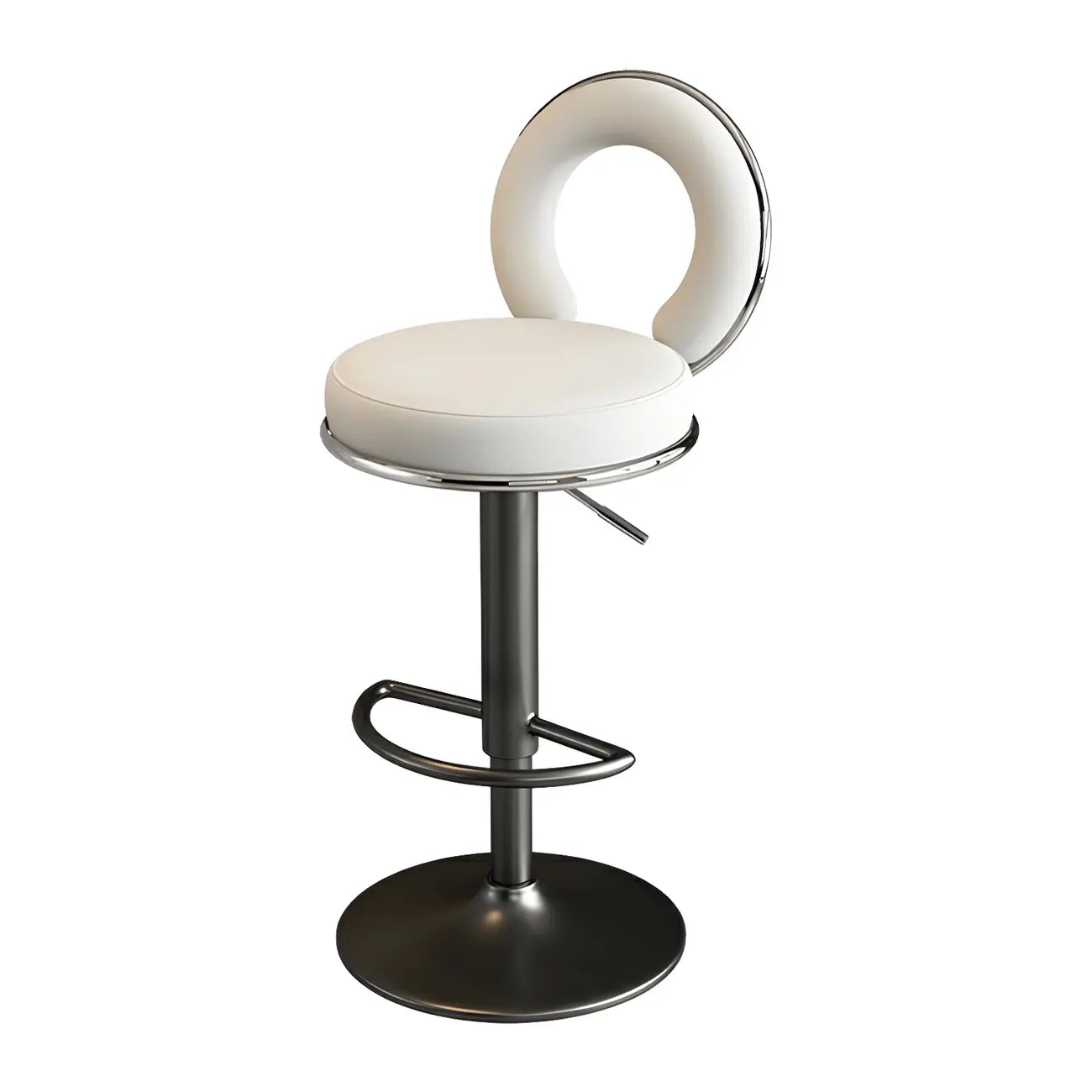 Glam Metal Round Adjustable Bar Stools with Cushions for Kitchen