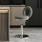 Glam Metal Round Adjustable Bar Stools with Cushions for Kitchen