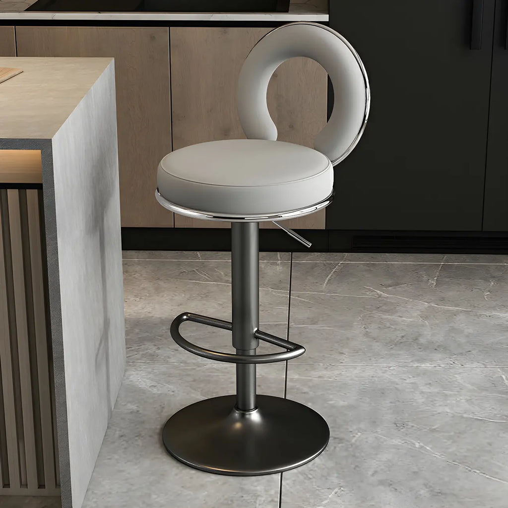 Glam Metal Round Adjustable Bar Stools with Cushions for Kitchen