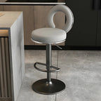 Glam Metal Round Adjustable Bar Stools with Cushions for Kitchen