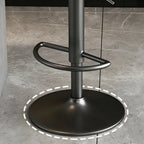 Glam Metal Round Adjustable Bar Stools with Cushions for Kitchen