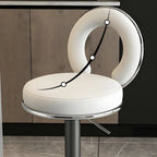 Glam Metal Round Adjustable Bar Stools with Cushions for Kitchen